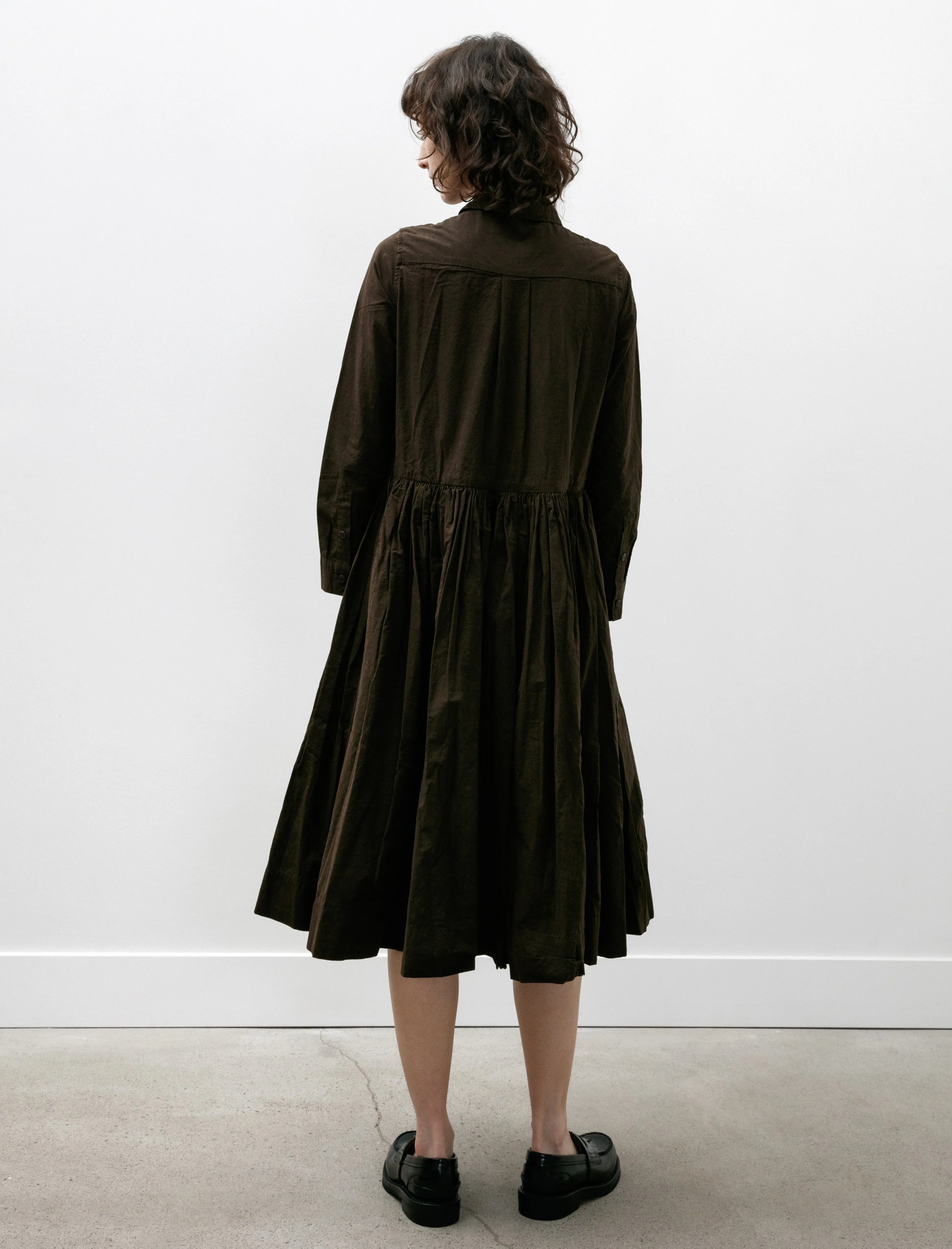 Helayane Rouch Dress Paper Cotton Dark Brown