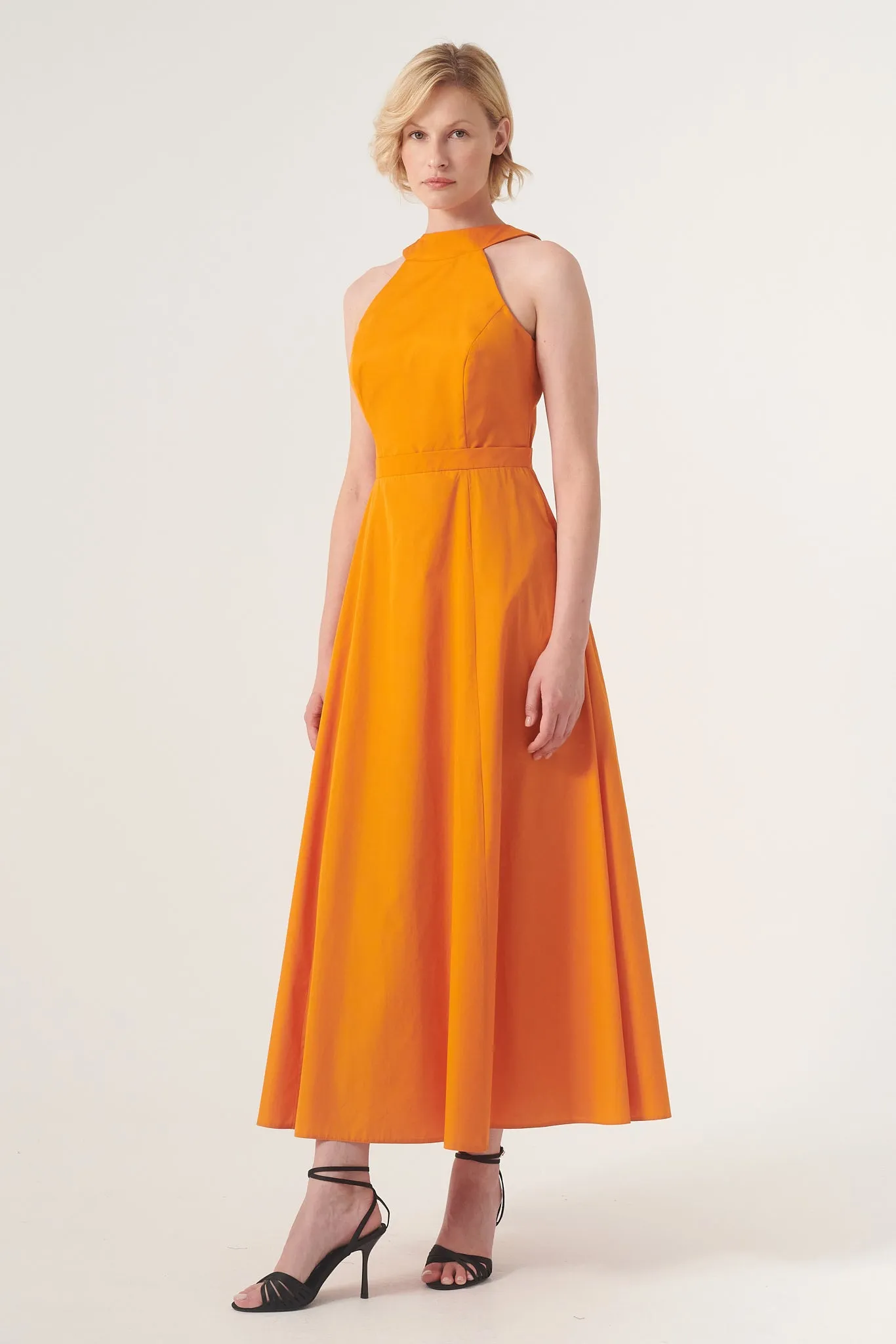 High-Neck Midi Dress
