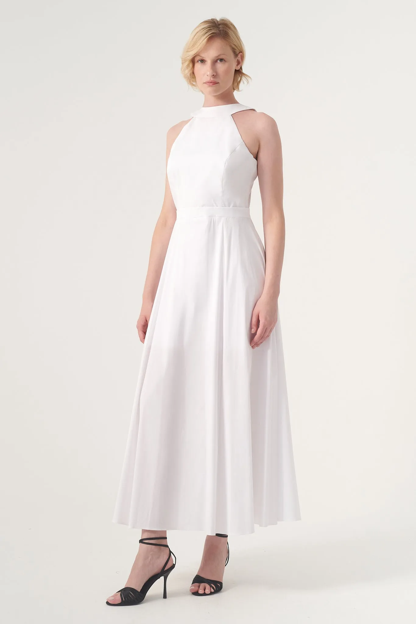 High-Neck Midi Dress