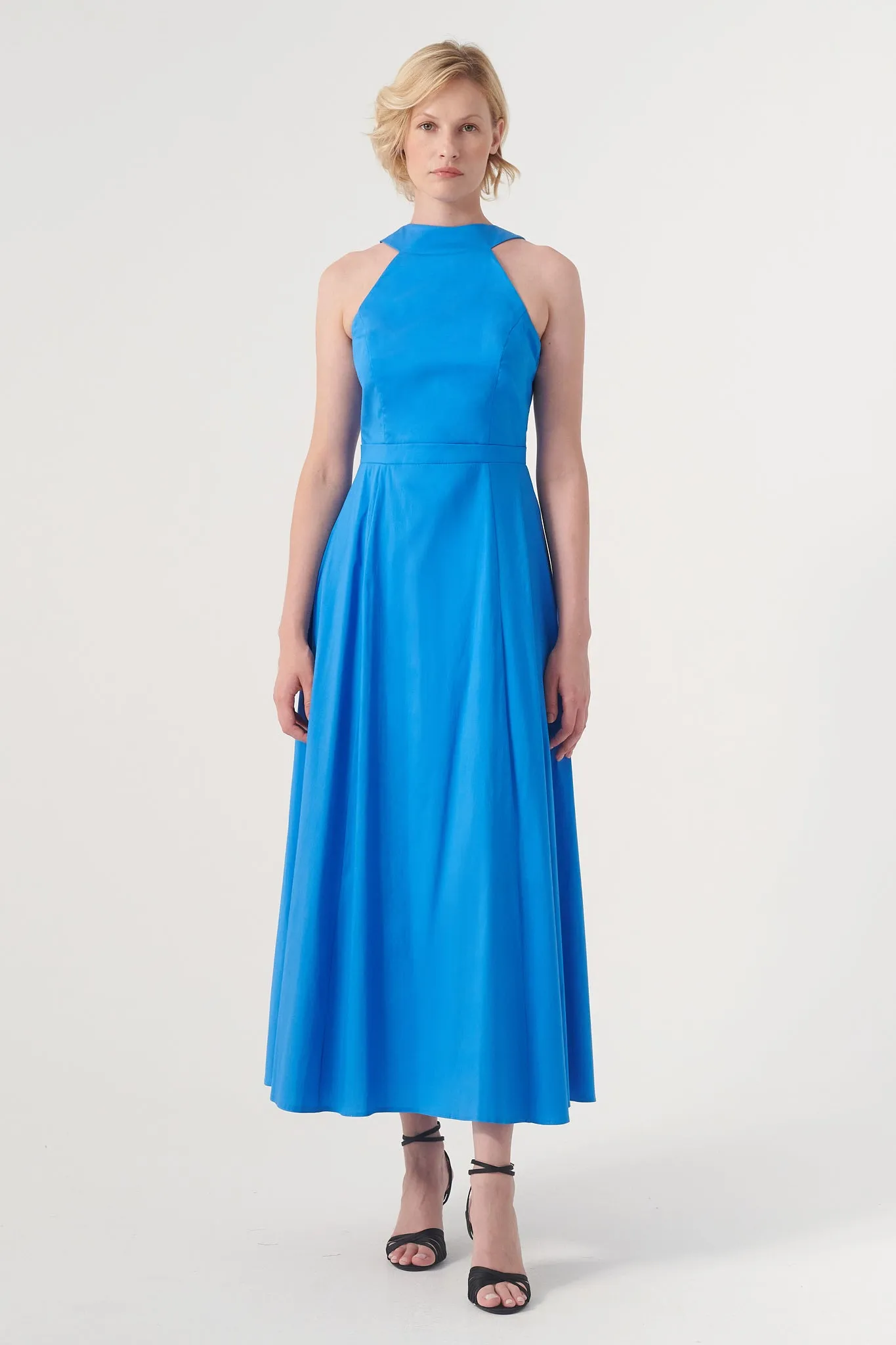 High-Neck Midi Dress
