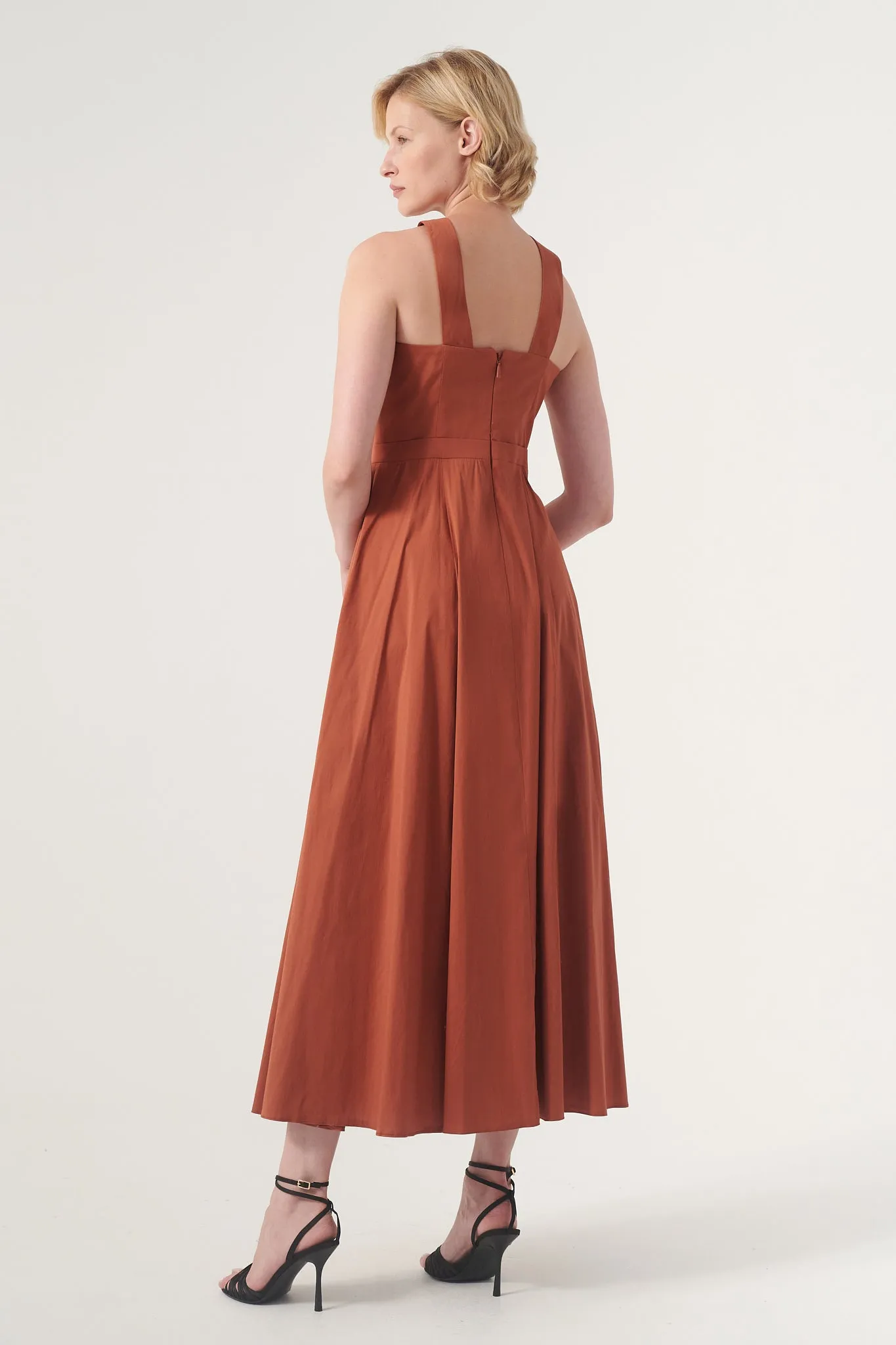 High-Neck Midi Dress