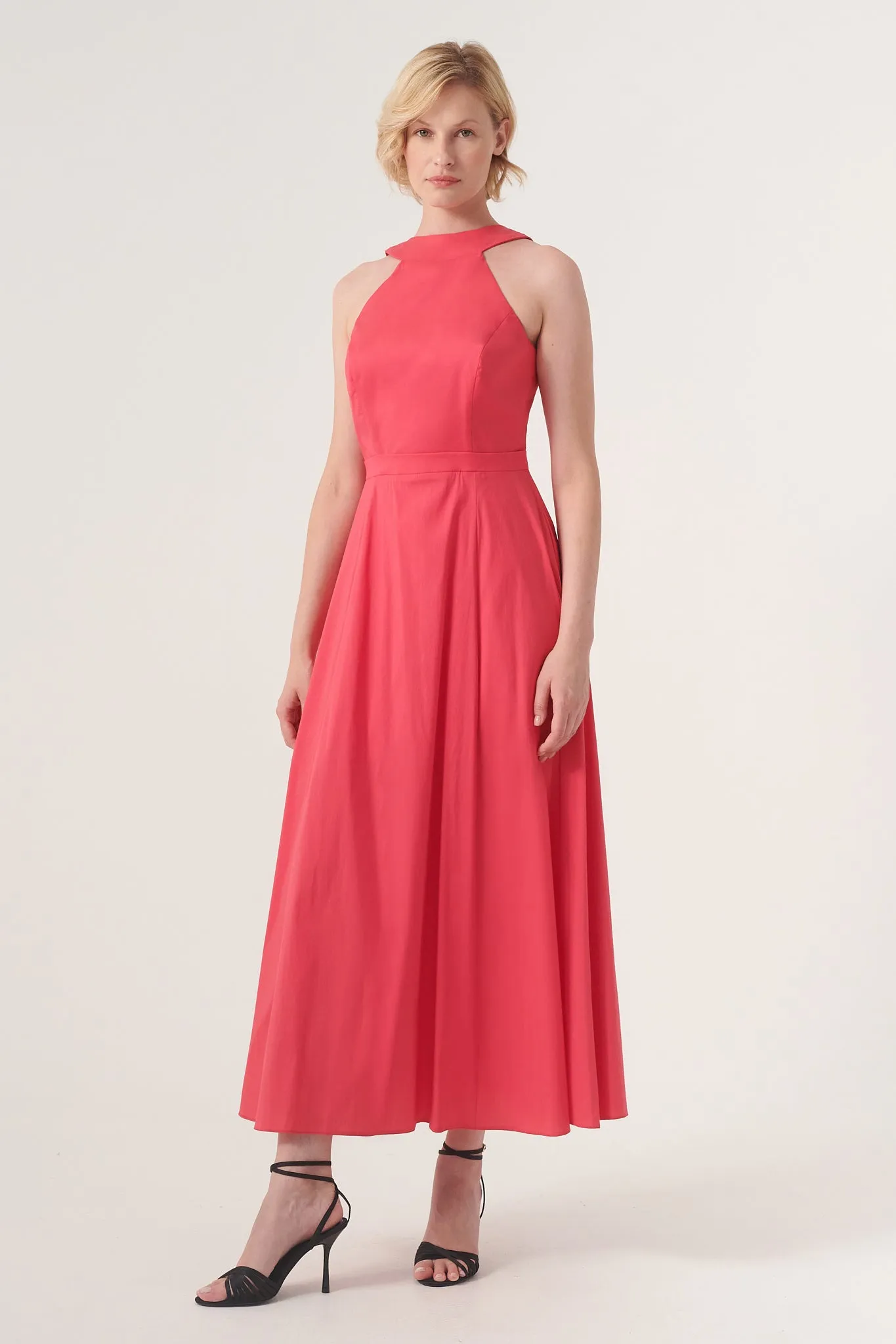 High-Neck Midi Dress