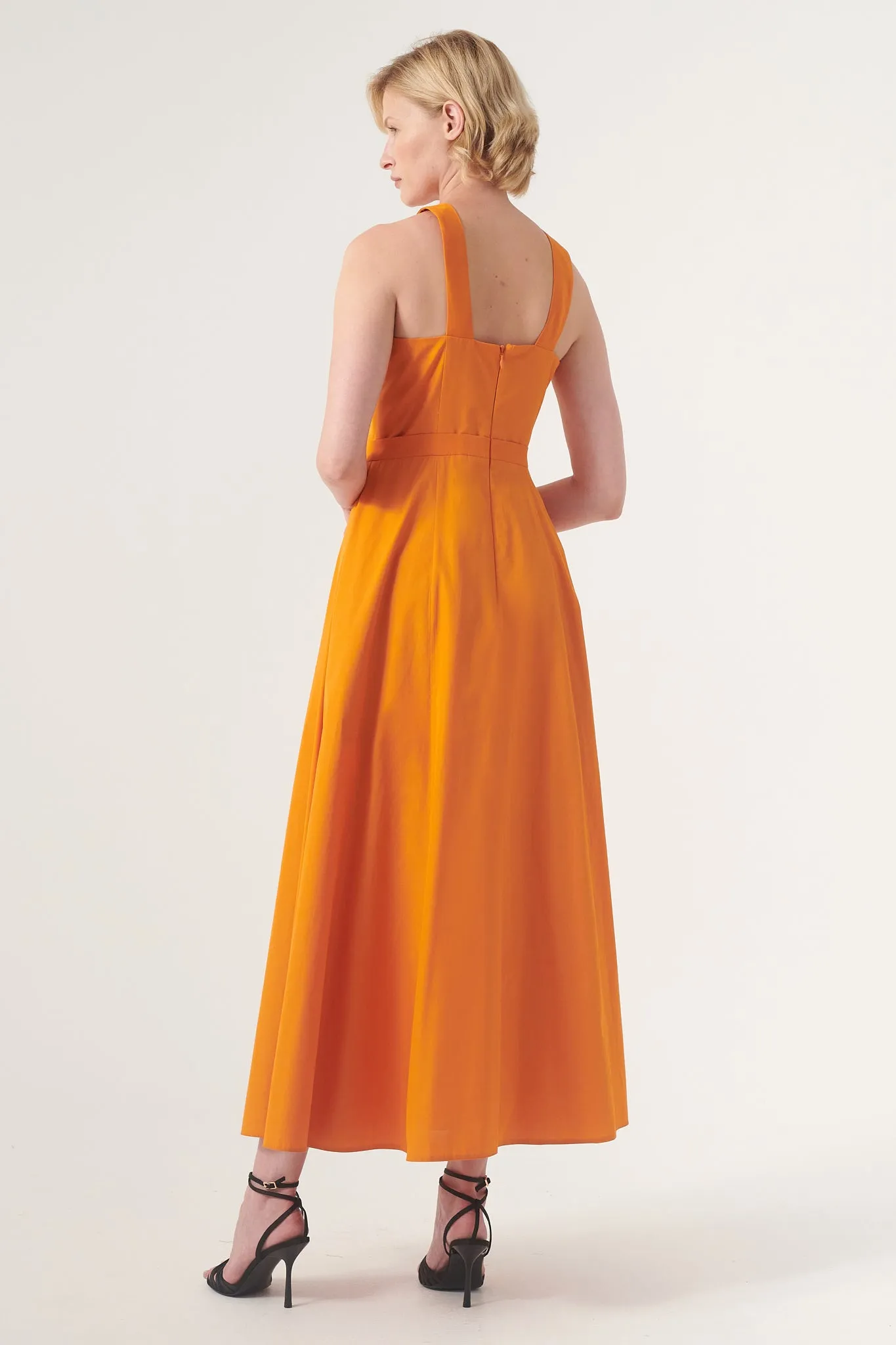 High-Neck Midi Dress