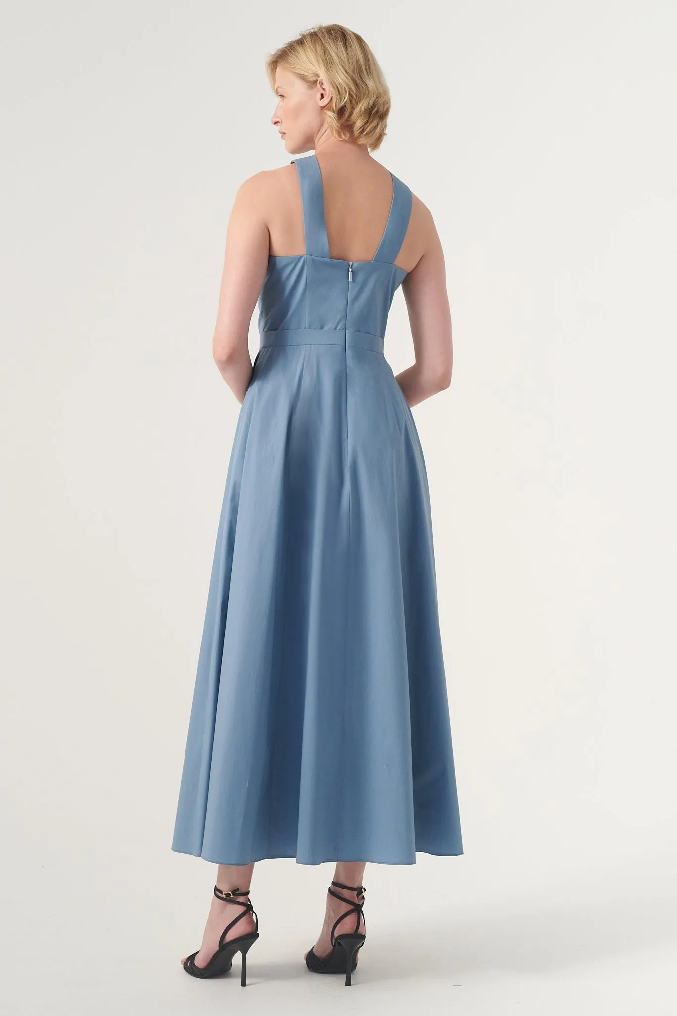 High-Neck Midi Dress