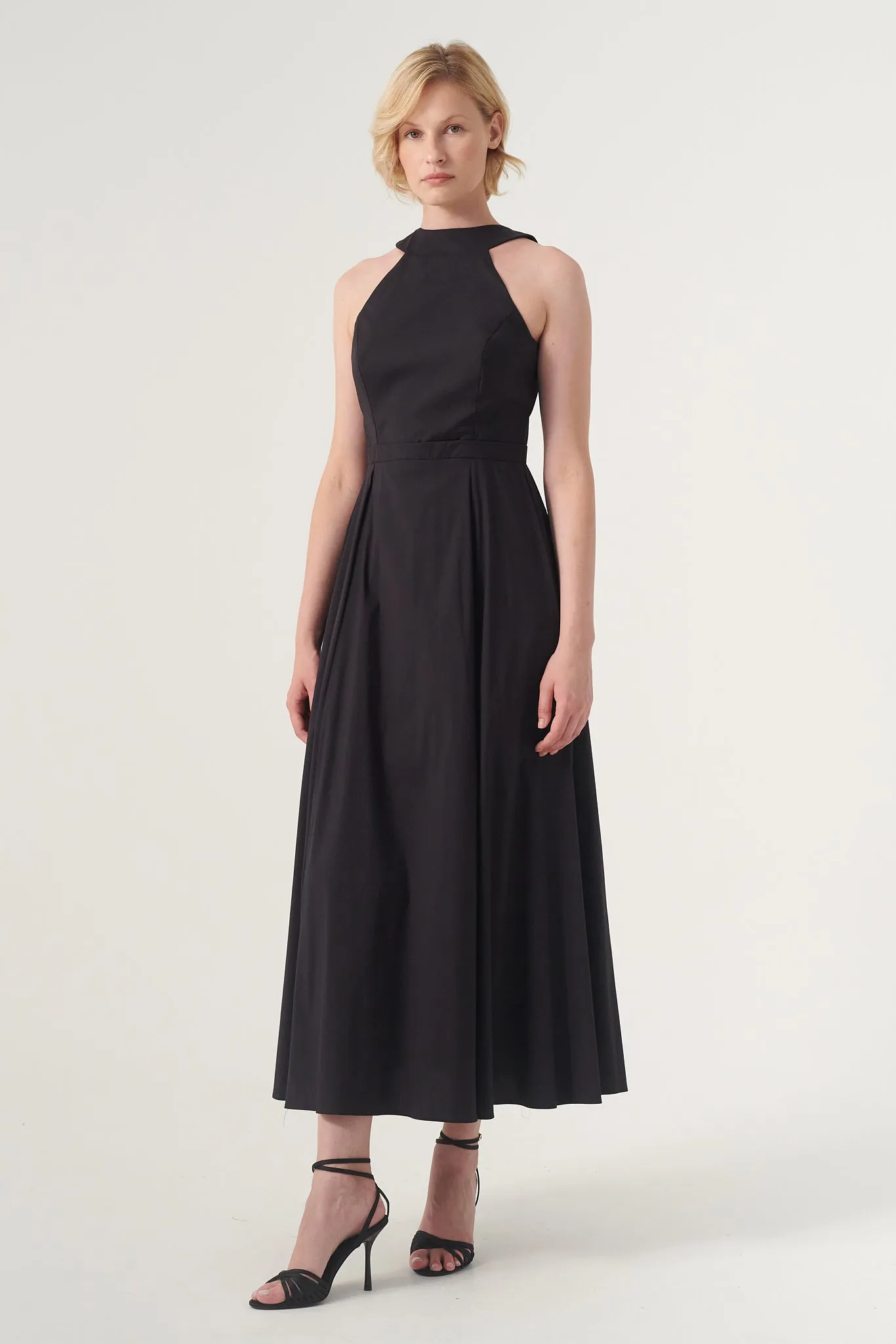 High-Neck Midi Dress