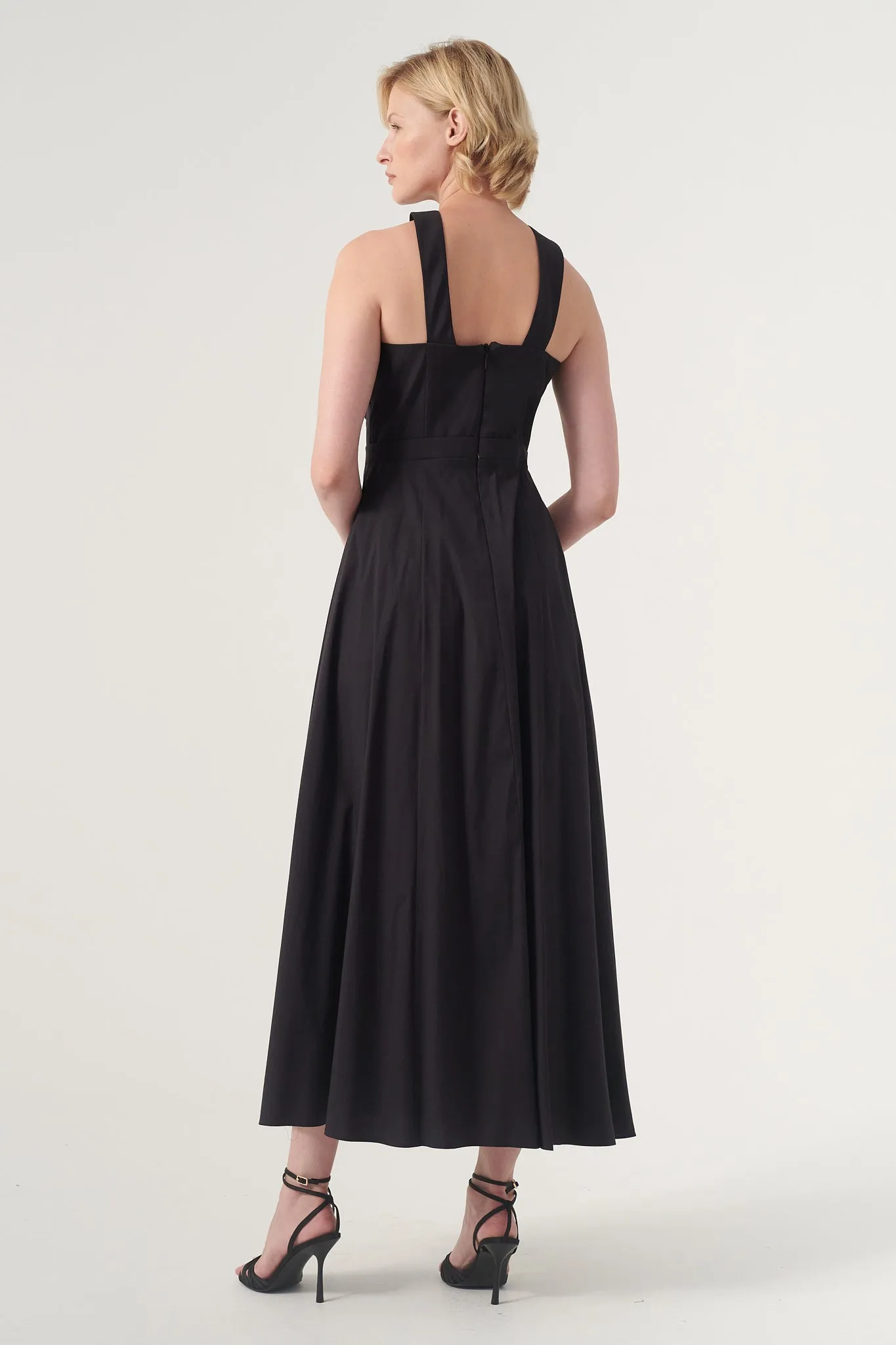 High-Neck Midi Dress