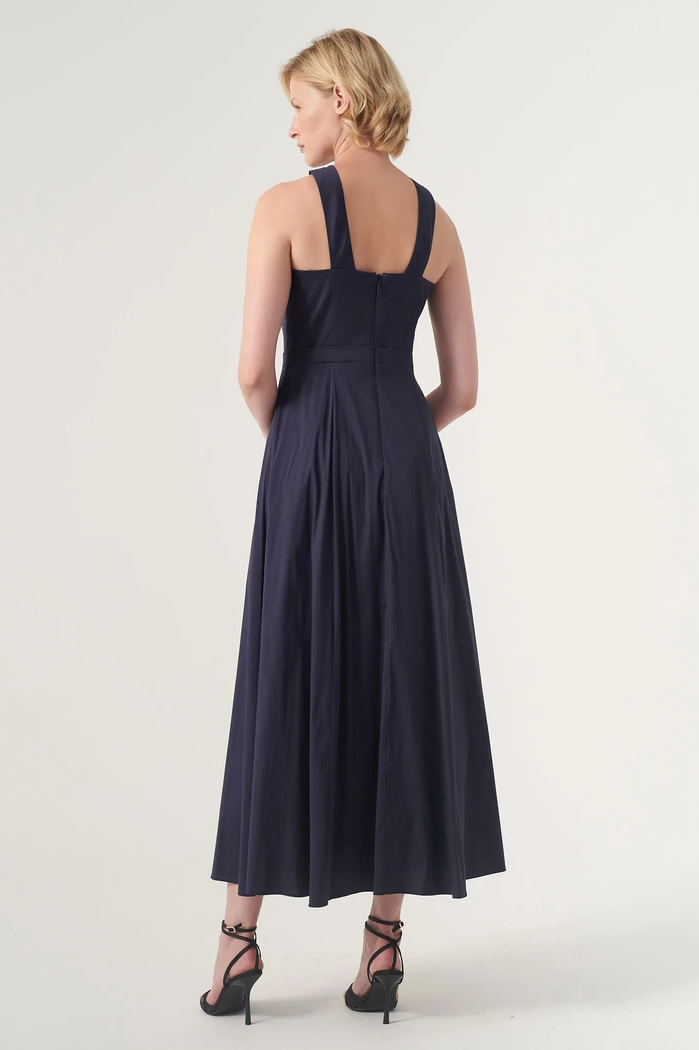 High-Neck Midi Dress