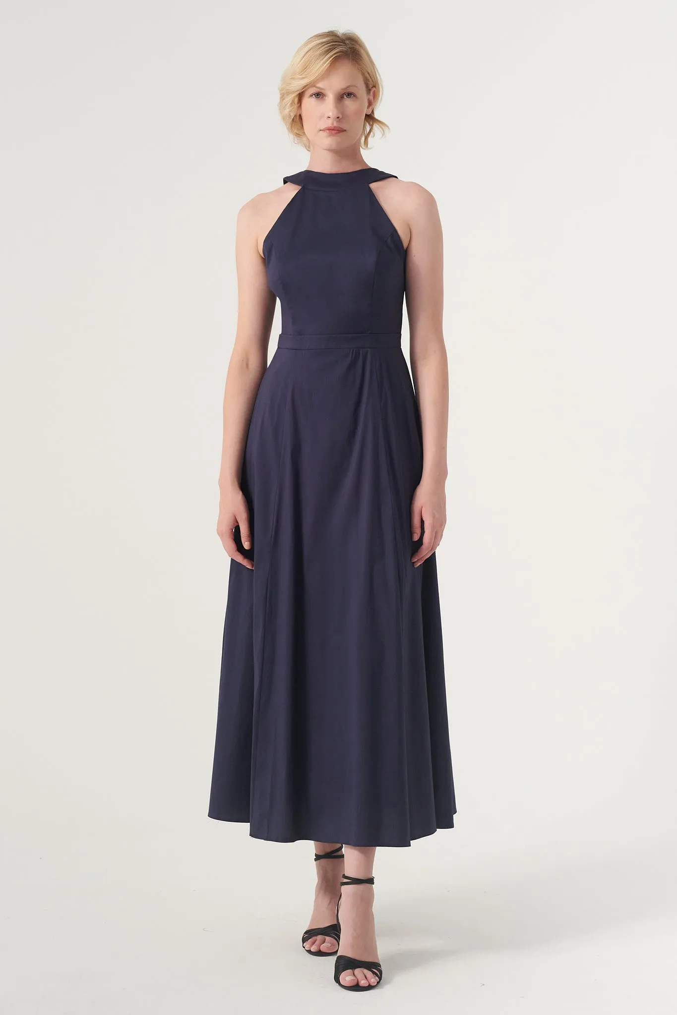 High-Neck Midi Dress
