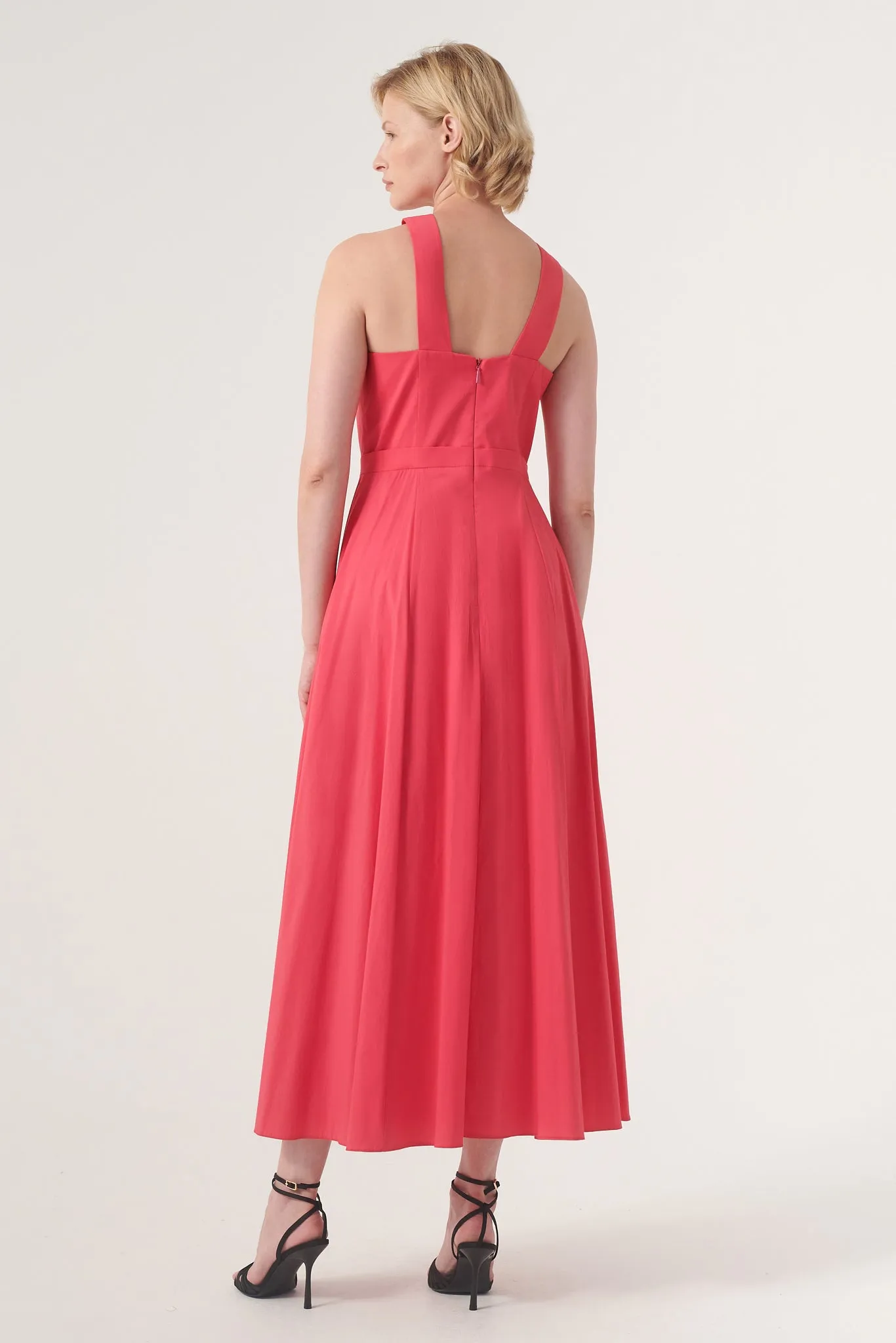 High-Neck Midi Dress