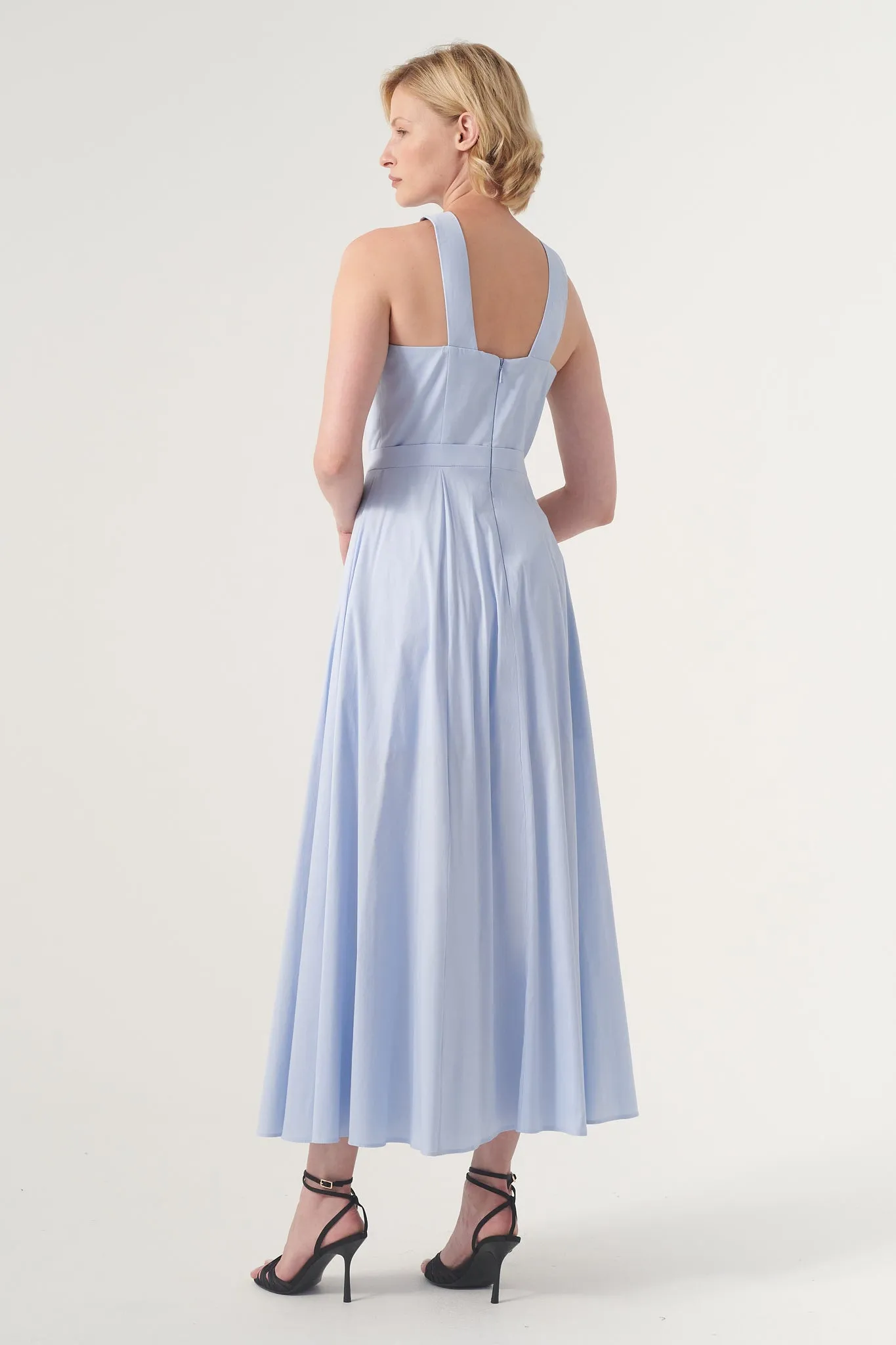 High-Neck Midi Dress