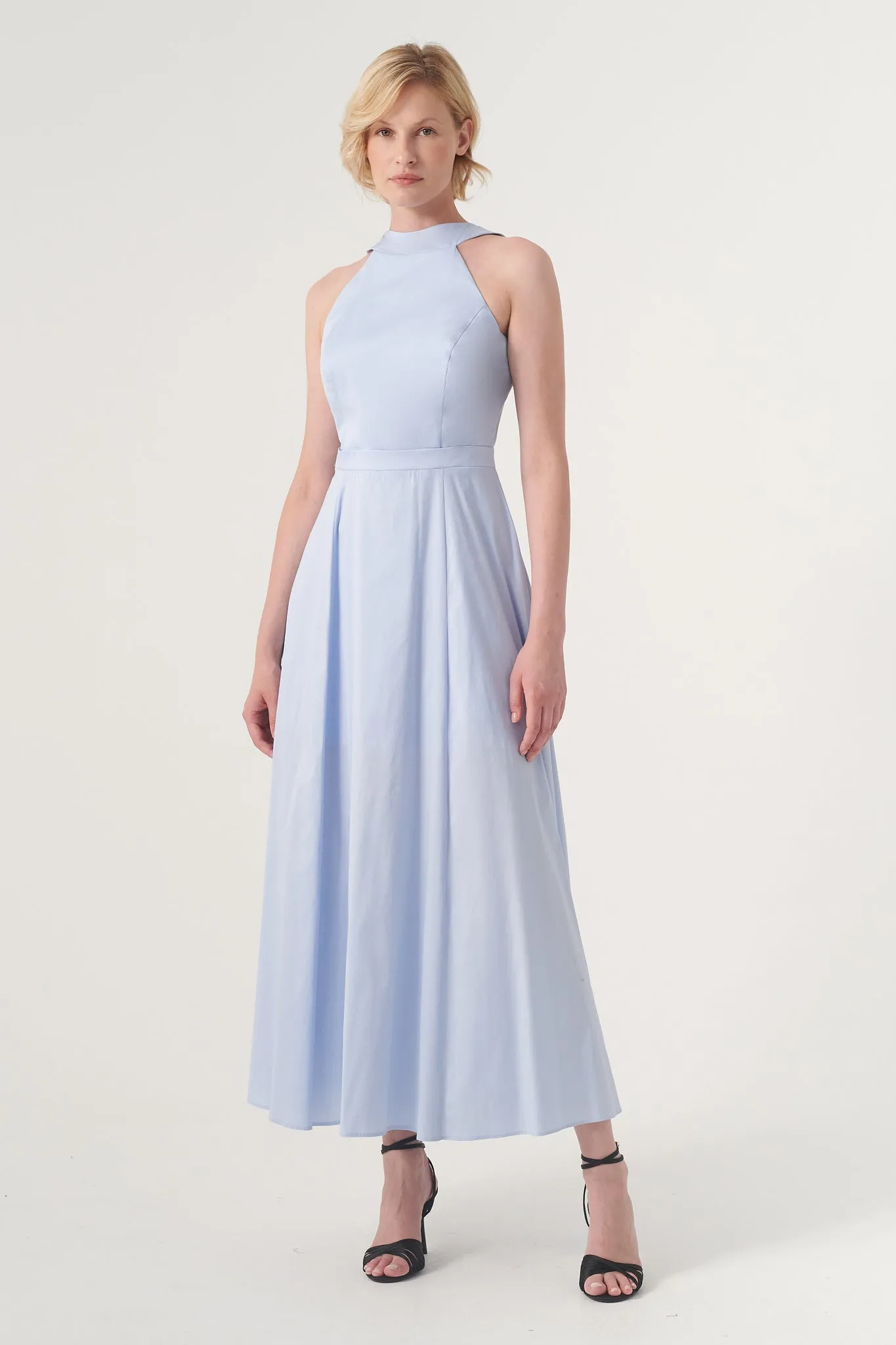 High-Neck Midi Dress