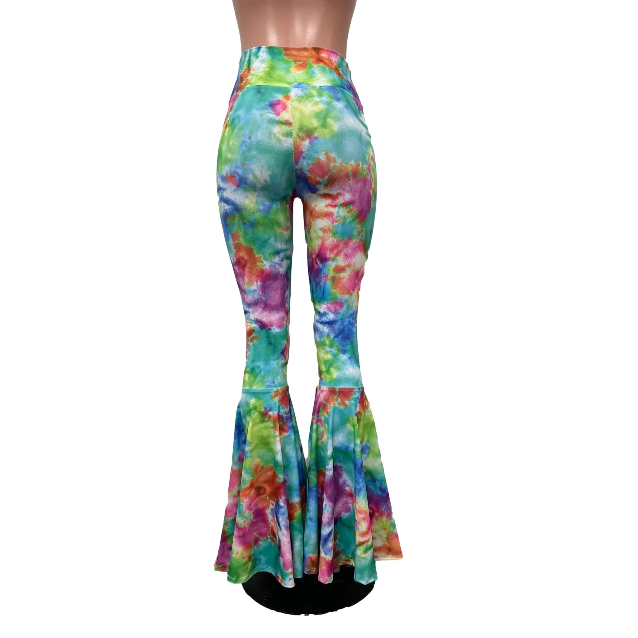 High Waist Bell Bottoms - Watercolor Rainbow