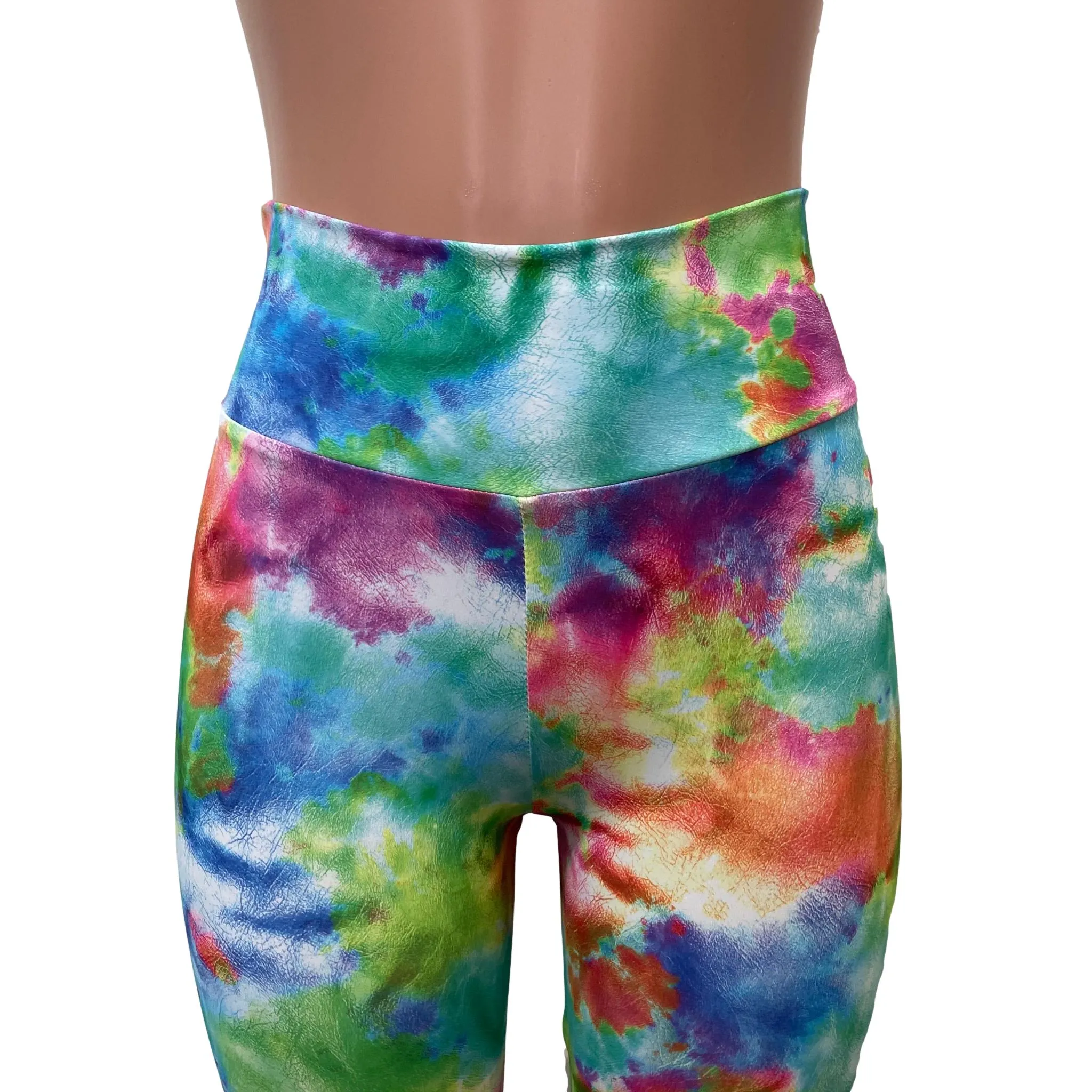 High Waist Bell Bottoms - Watercolor Rainbow