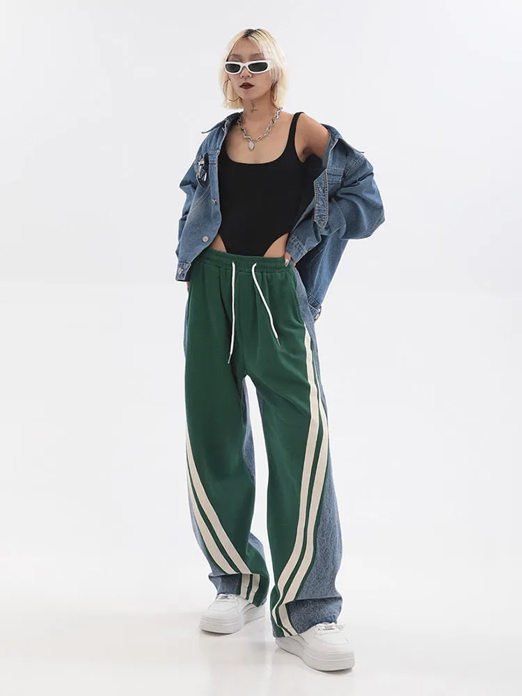 High Waist Contrast Color Trousers