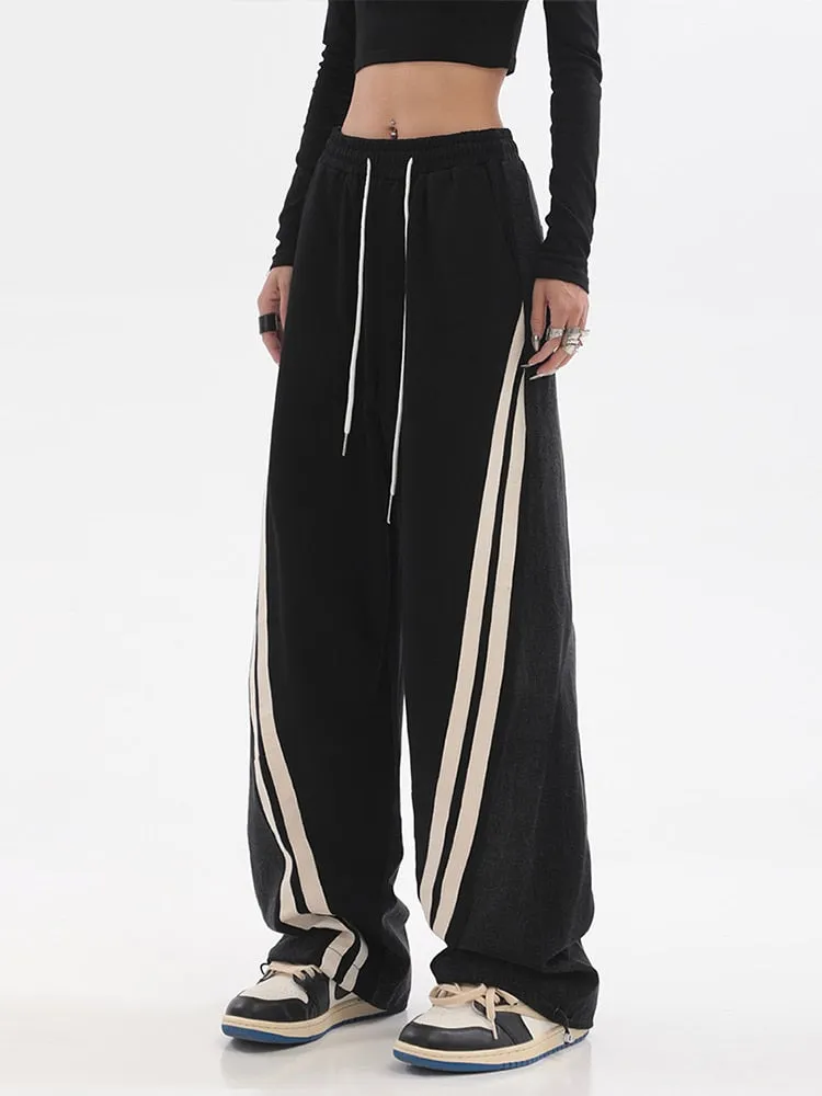 High Waist Contrast Color Trousers