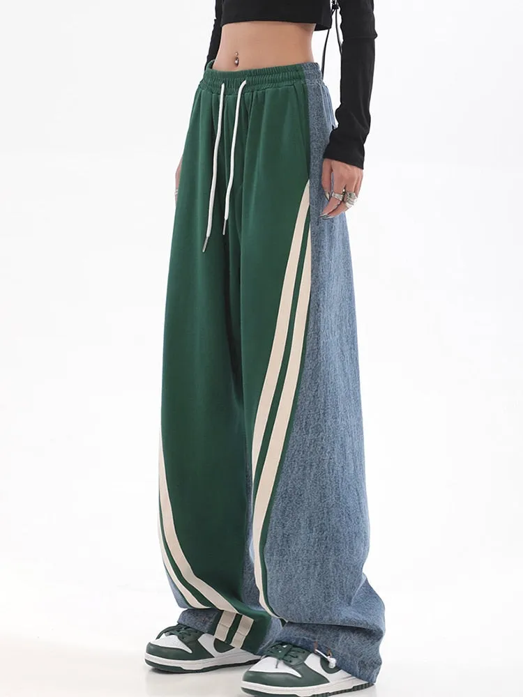 High Waist Contrast Color Trousers