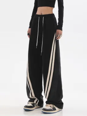 High Waist Contrast Color Trousers