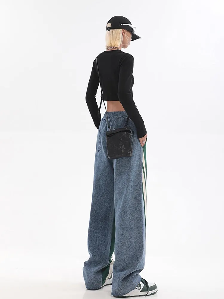 High Waist Contrast Color Trousers