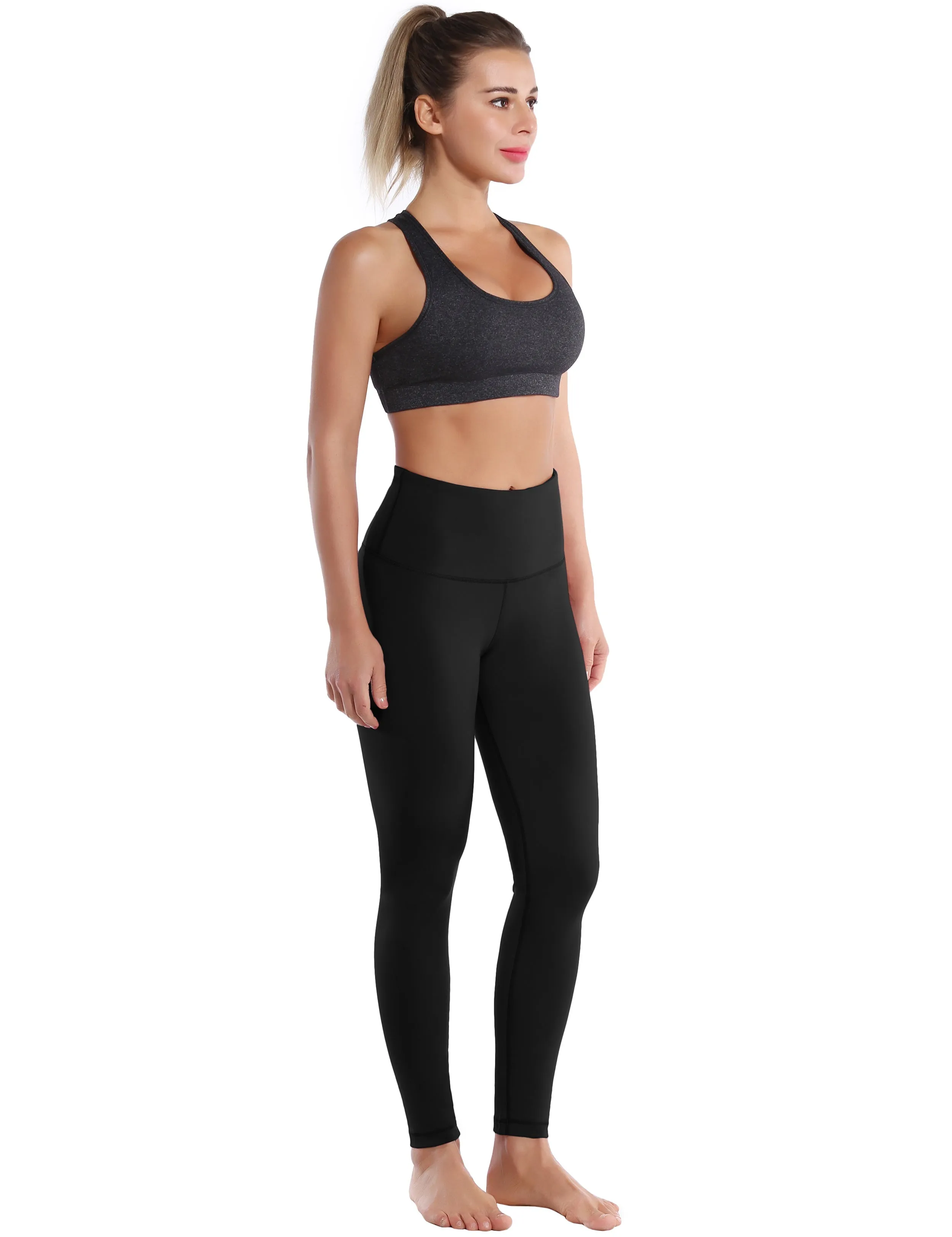 High Waist Plus Size Pants black_Plus Size