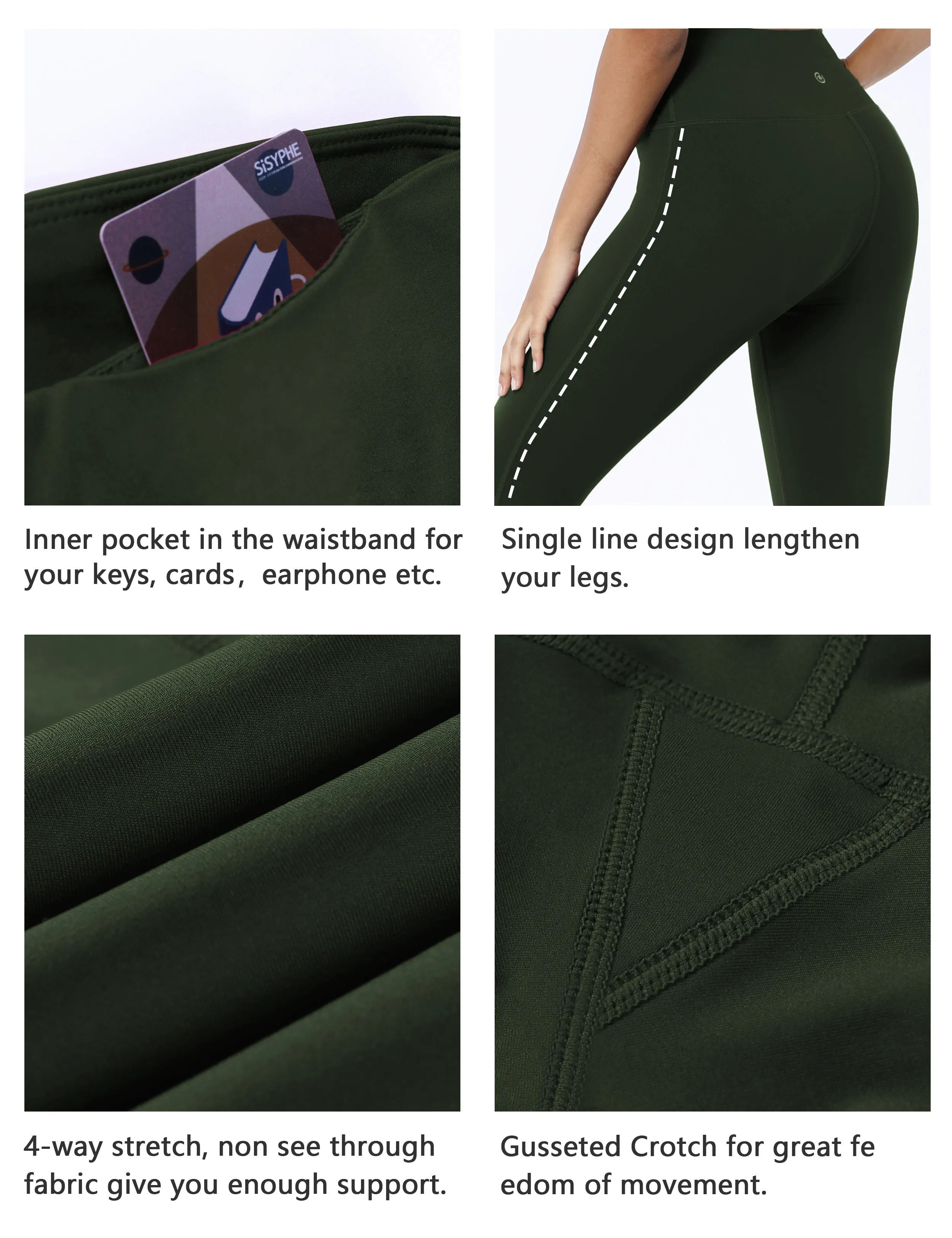 High Waist Side Line Biking Pants olivegray_Biking