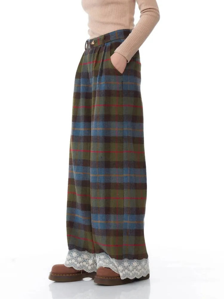 High waist slim plaid casual pants【s0000011048】