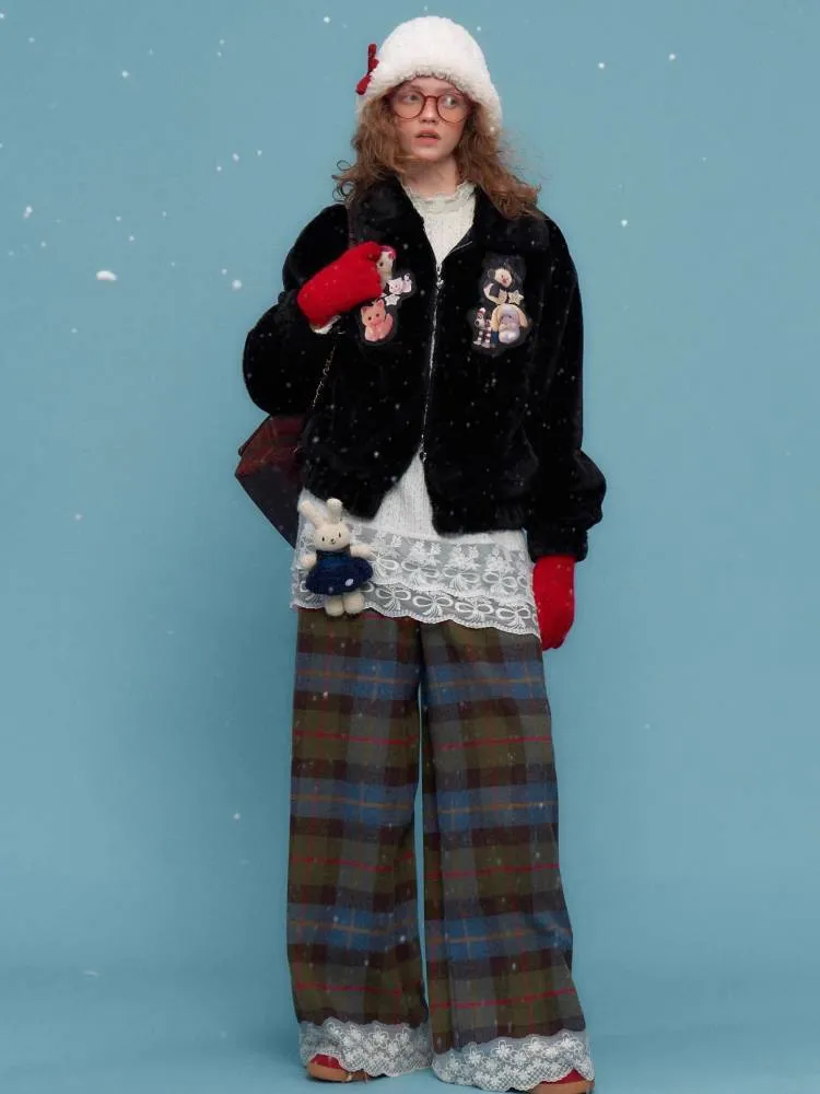 High waist slim plaid casual pants【s0000011048】