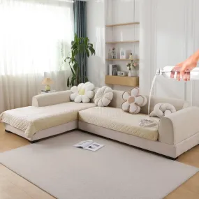 HOKIPO 3 2 L-Shape Sofa Mat - Waterproof, Anti-Slip, Quick Dry, Cream