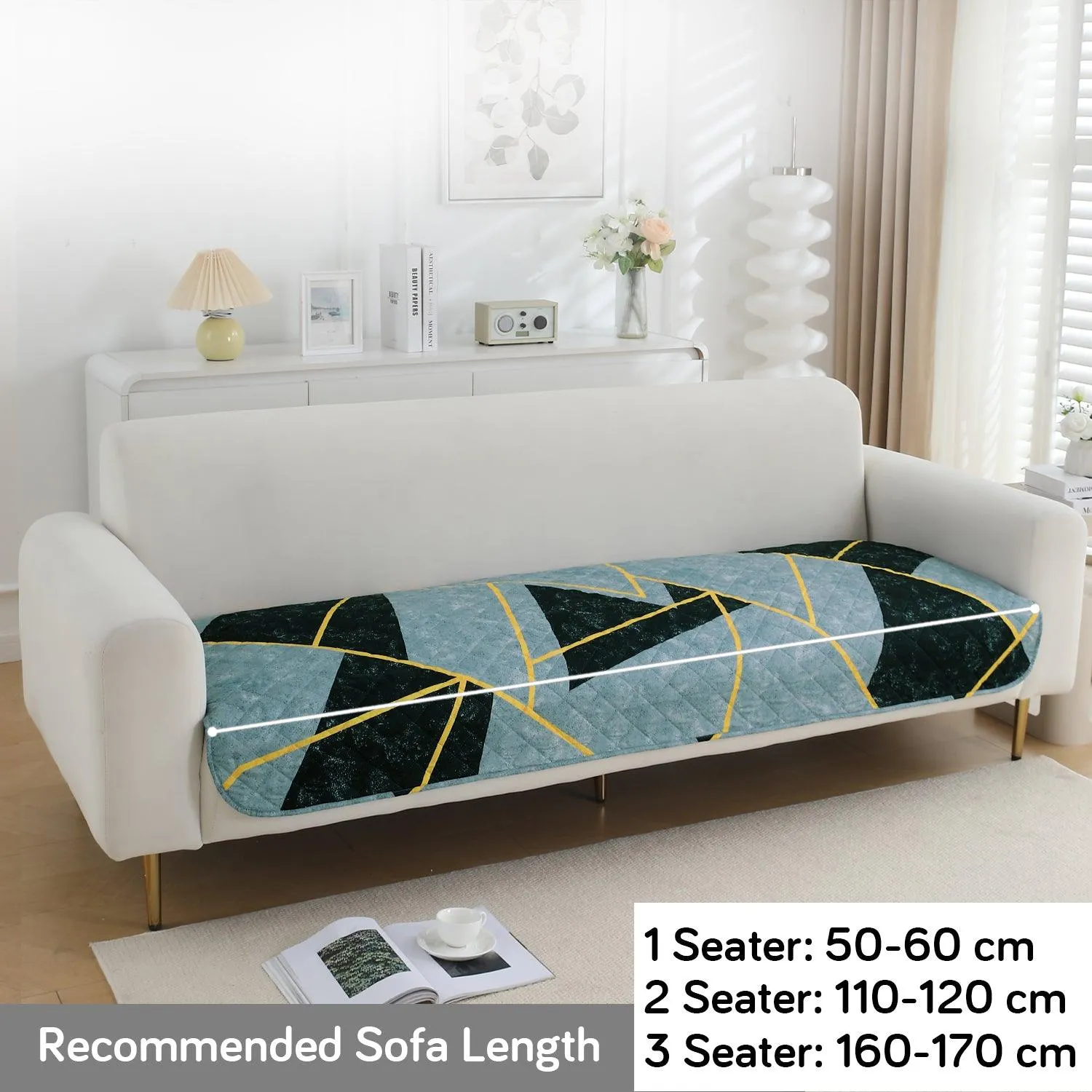 HOKIPO Water Repellent Sofa Seat Mat for 1/2/3 Seater - Multicolor Abstract Geometry