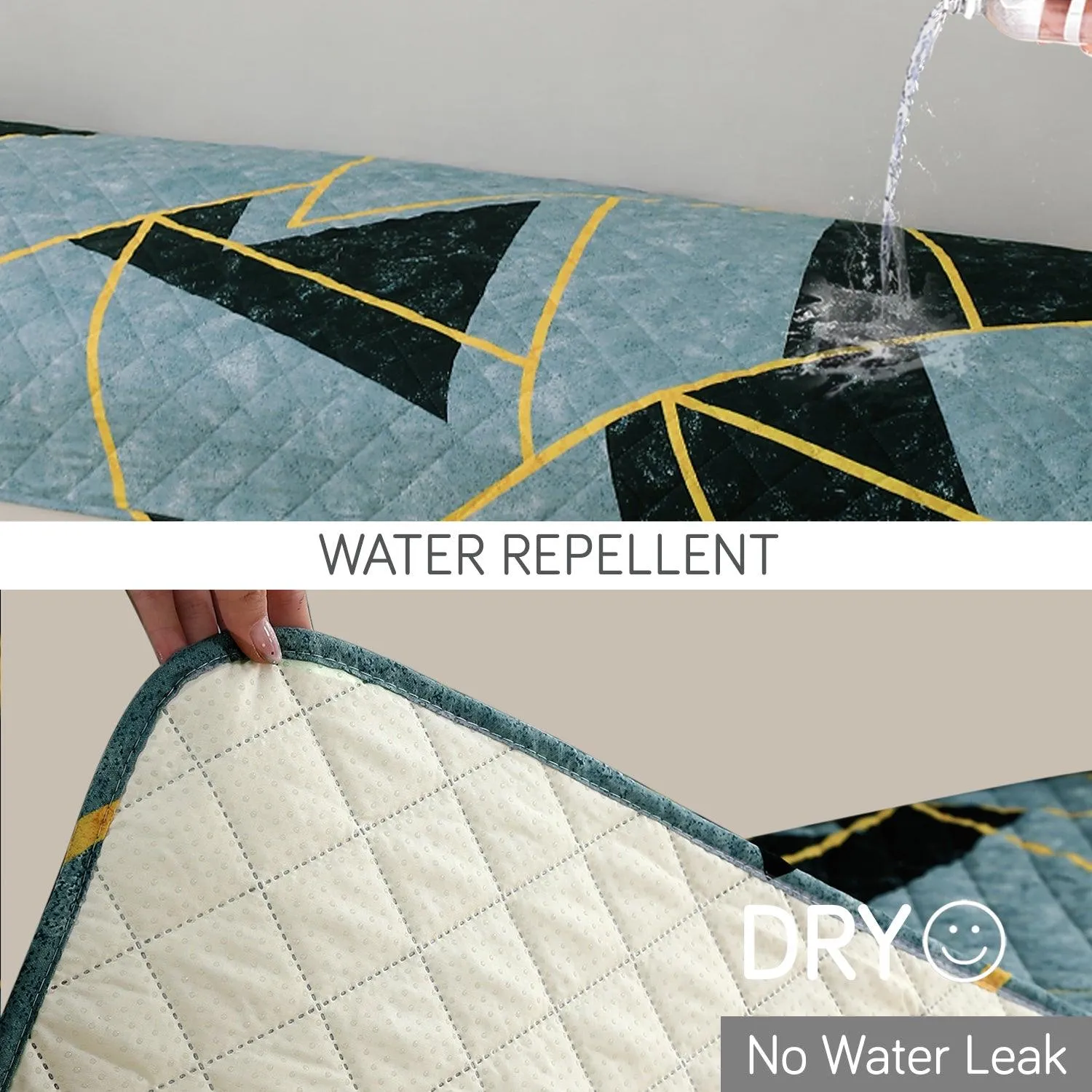 HOKIPO Water Repellent Sofa Seat Mat for 1/2/3 Seater - Multicolor Abstract Geometry