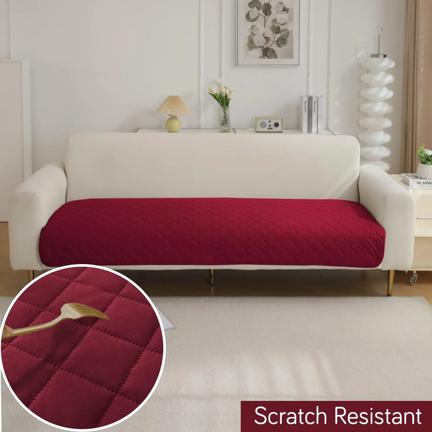 HOKIPO Waterproof Anti-Slip Quick Dry Sofa Seat Mat for 1/2/3 Seater, Maroon