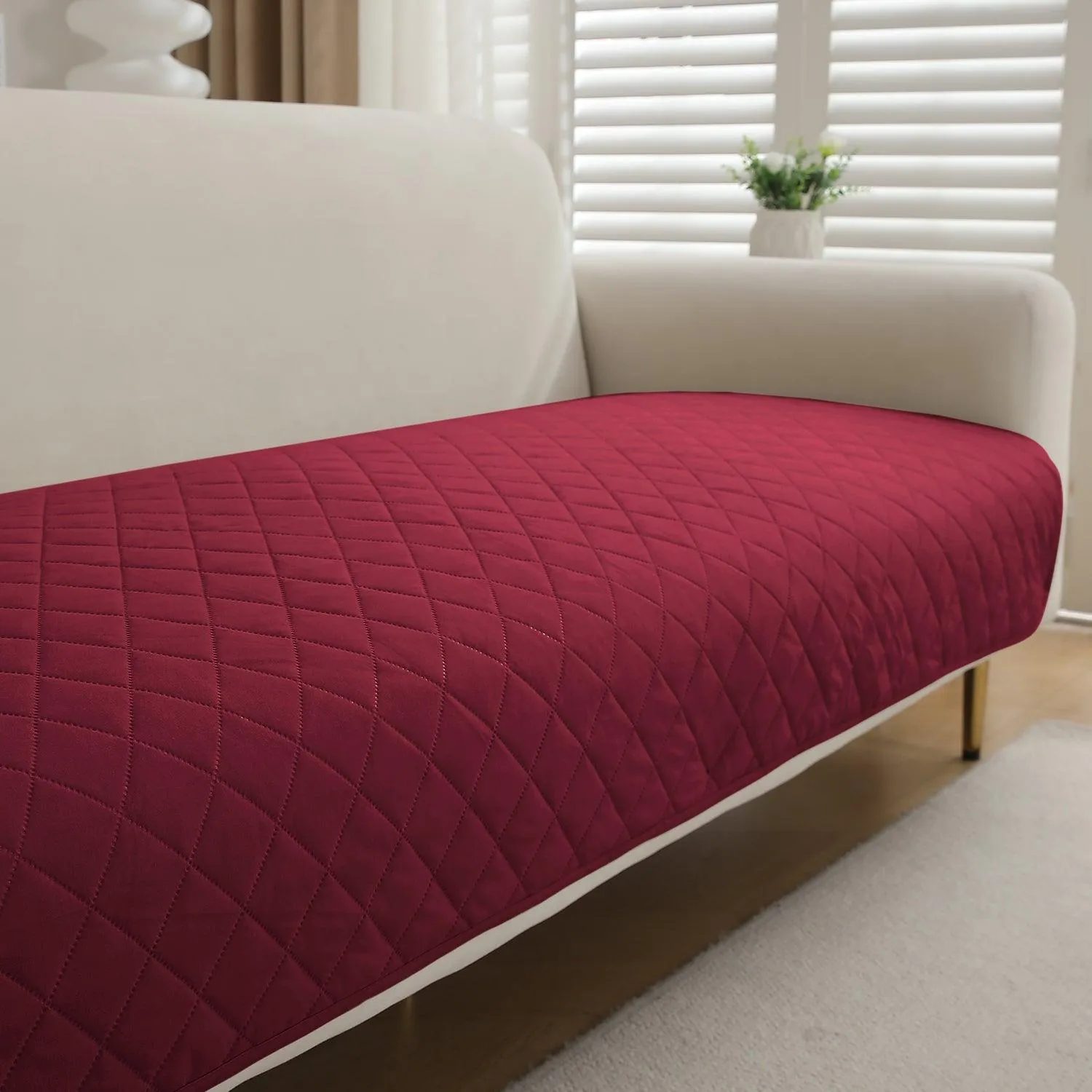 HOKIPO Waterproof Anti-Slip Quick Dry Sofa Seat Mat for 1/2/3 Seater, Maroon