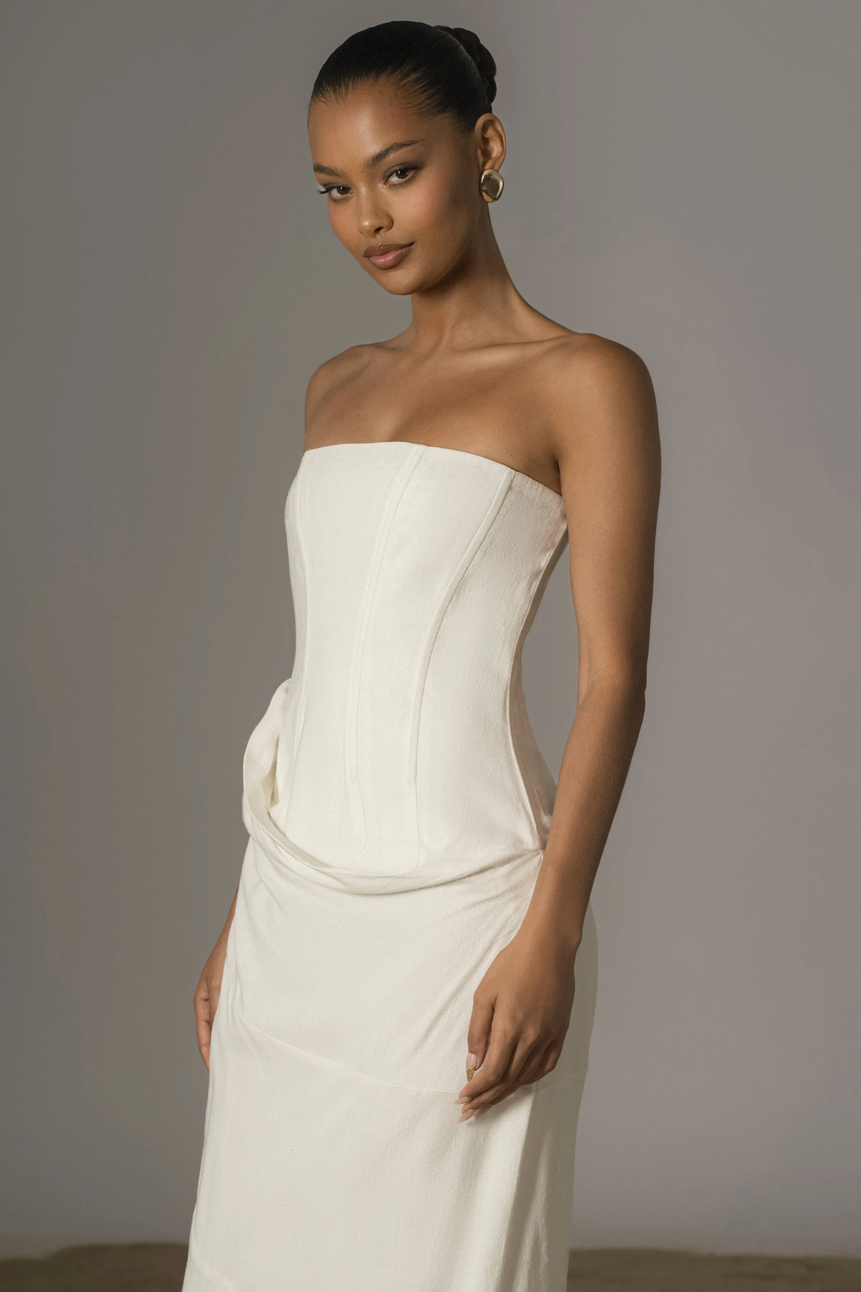 Ivory Journey Linen Maxi Dress