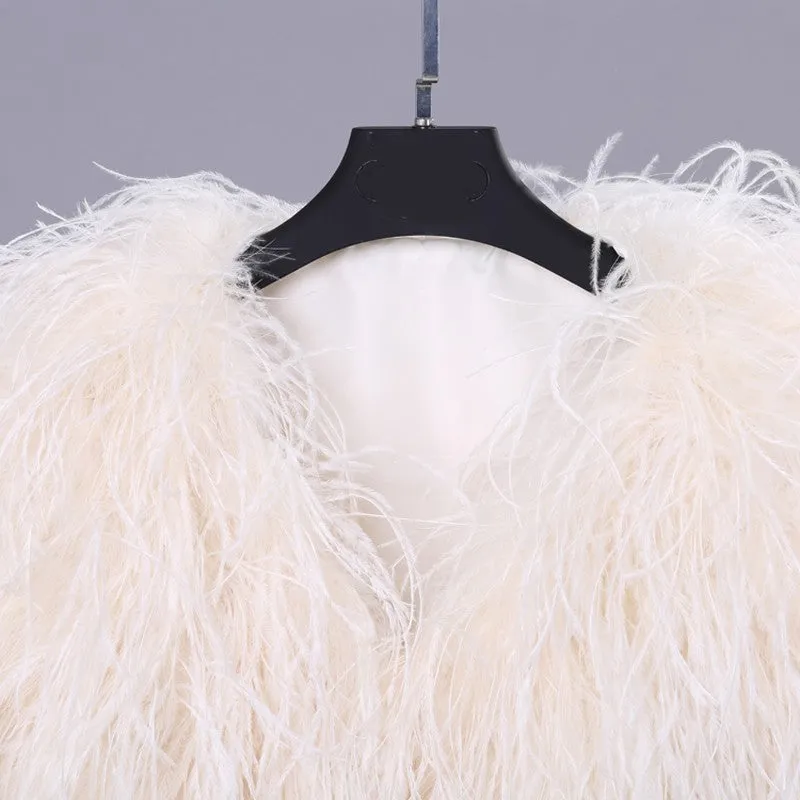 Ivory Ostrich Feather Bolero