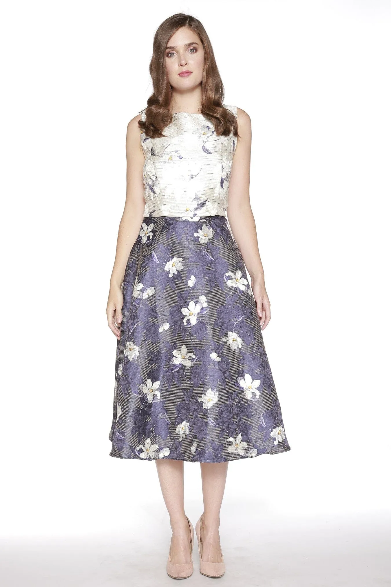 Jacquard Floral MIdi Skirt
