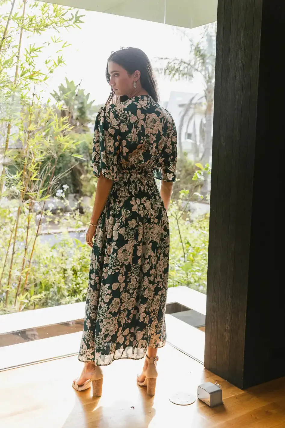 Jaslyn Floral Midi Dress in Emerald - FINAL SALE