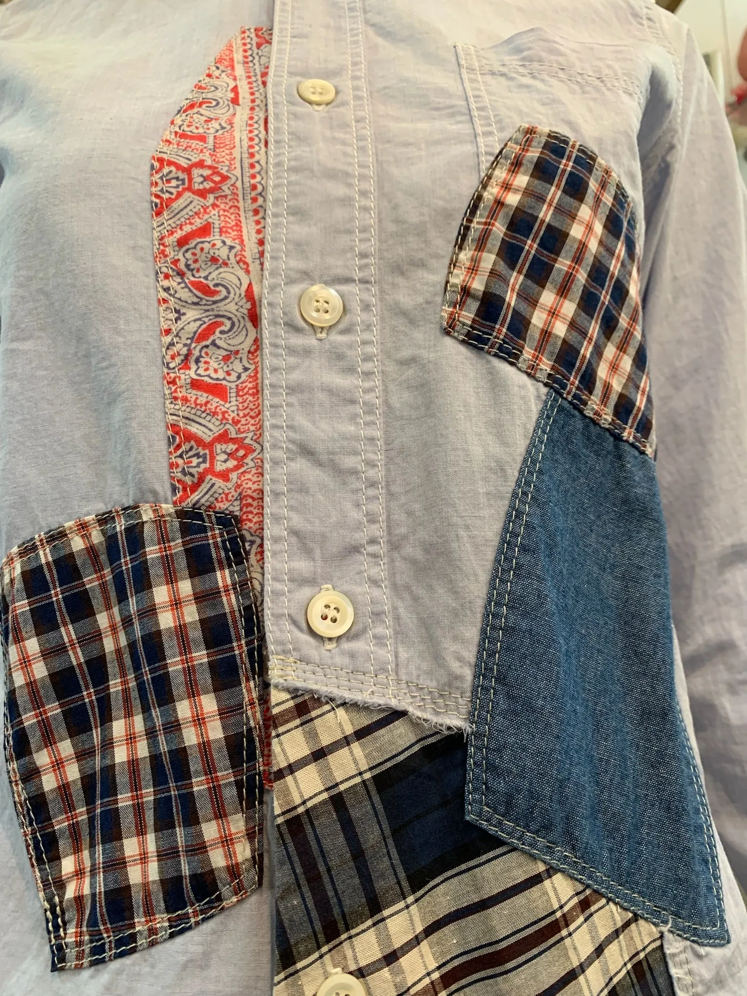 Junya Watanabe for Comme des Garçons 2011 Chambray Patchwork Shirt Dress