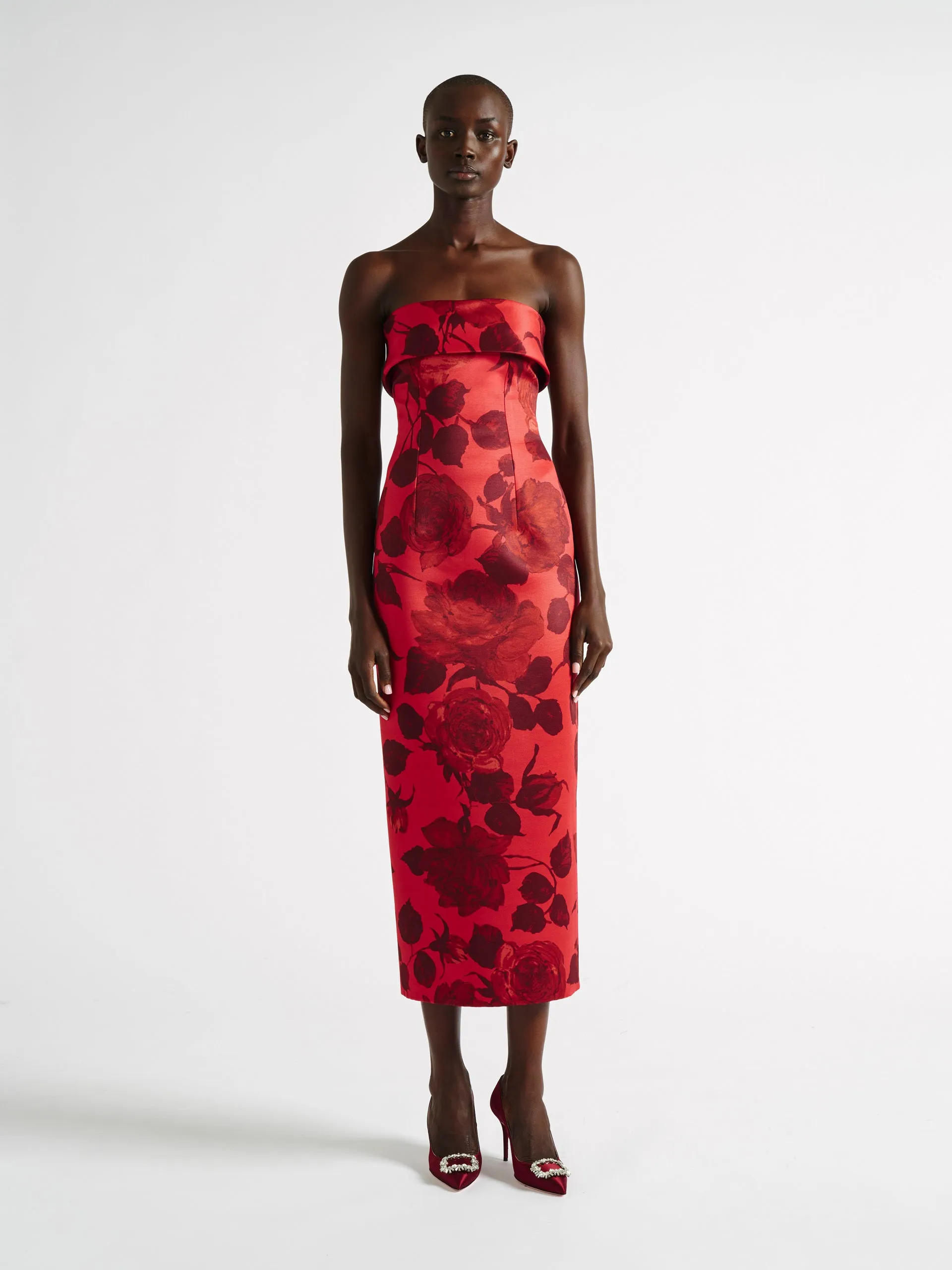 Keeley red rose satin dress
