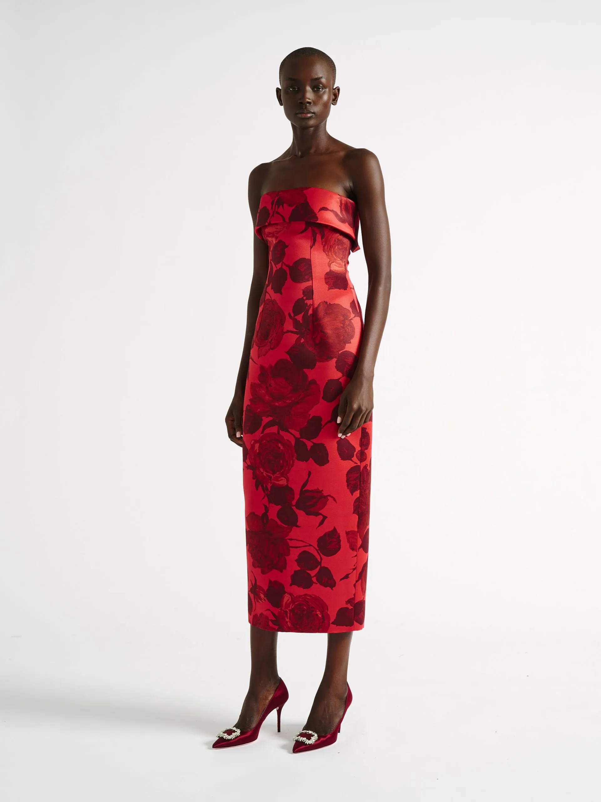 Keeley red rose satin dress