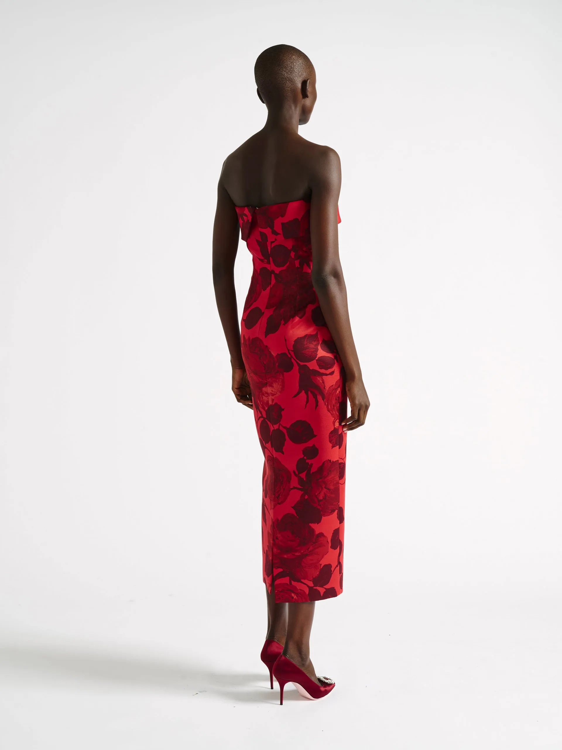 Keeley red rose satin dress