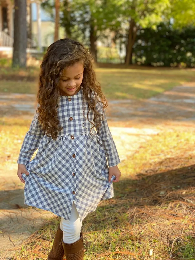 Kit Charcoal Plaid Girls Dress - Select Size