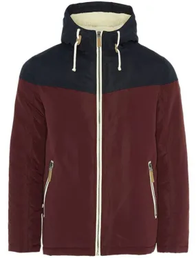 Koeman Colour Block Hooded Windbreaker Jacket in Burgundy