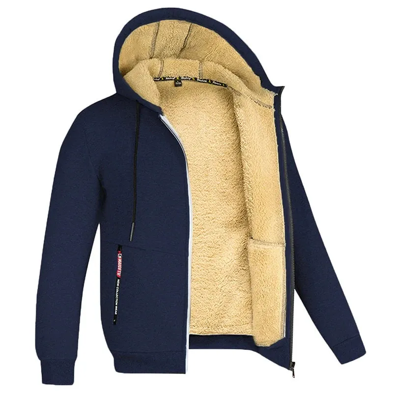 Kolongvangie Men's Fleece Jackets Sherpa Lined Sweatshirt Heavyweight Thick Zip Up Hoodie Warm Coat Fleece Jacket