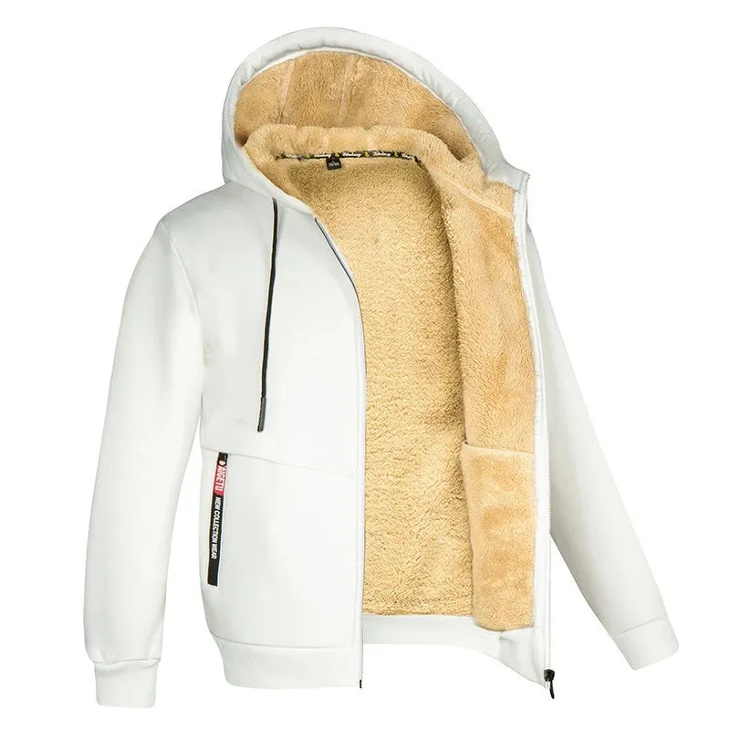 Kolongvangie Men's Fleece Jackets Sherpa Lined Sweatshirt Heavyweight Thick Zip Up Hoodie Warm Coat Fleece Jacket