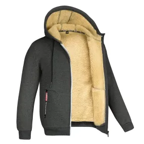 Kolongvangie Men's Fleece Jackets Sherpa Lined Sweatshirt Heavyweight Thick Zip Up Hoodie Warm Coat Fleece Jacket