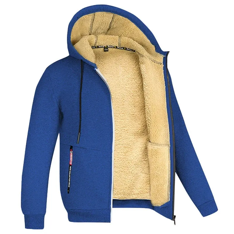 Kolongvangie Men's Fleece Jackets Sherpa Lined Sweatshirt Heavyweight Thick Zip Up Hoodie Warm Coat Fleece Jacket