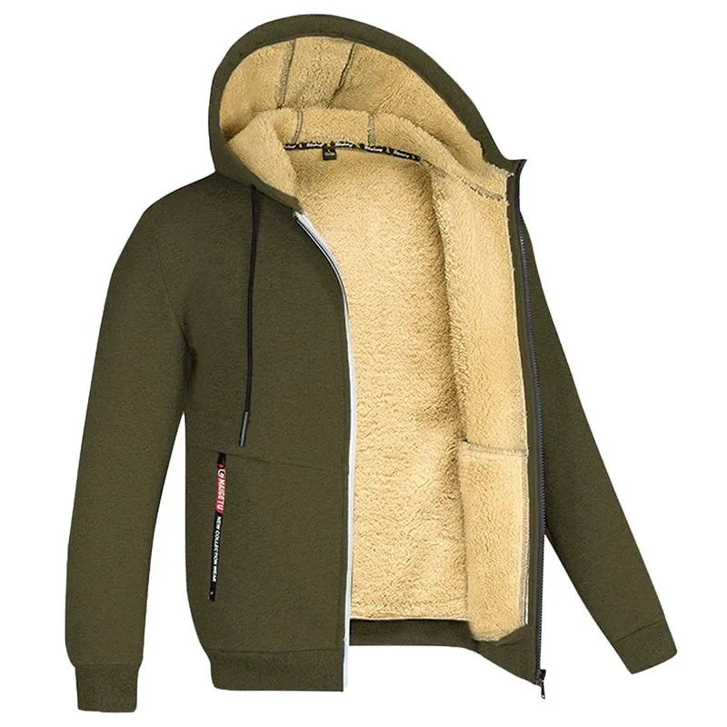 Kolongvangie Men's Fleece Jackets Sherpa Lined Sweatshirt Heavyweight Thick Zip Up Hoodie Warm Coat Fleece Jacket