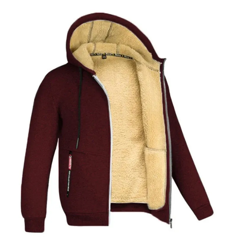 Kolongvangie Men's Fleece Jackets Sherpa Lined Sweatshirt Heavyweight Thick Zip Up Hoodie Warm Coat Fleece Jacket