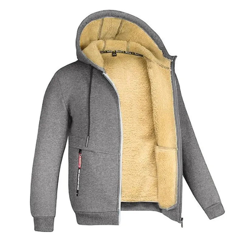Kolongvangie Men's Fleece Jackets Sherpa Lined Sweatshirt Heavyweight Thick Zip Up Hoodie Warm Coat Fleece Jacket