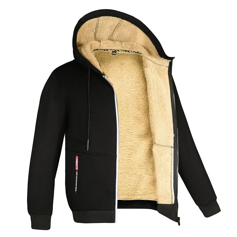 Kolongvangie Men's Fleece Jackets Sherpa Lined Sweatshirt Heavyweight Thick Zip Up Hoodie Warm Coat Fleece Jacket