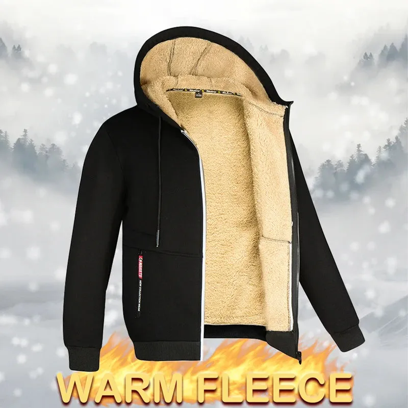 Kolongvangie Men's Fleece Jackets Sherpa Lined Sweatshirt Heavyweight Thick Zip Up Hoodie Warm Coat Fleece Jacket